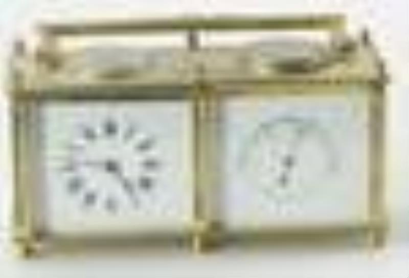 Brass and Glass Clock Barometer Compass