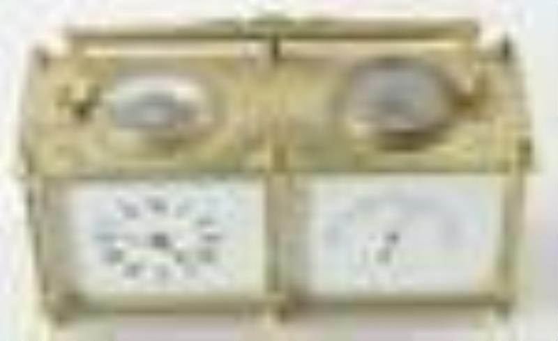 Brass and Glass Clock Barometer Compass