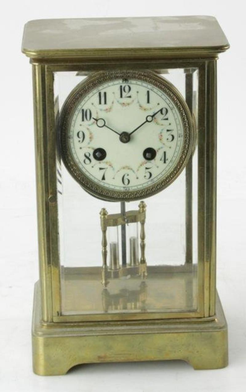 French Brass and Glass Mantel Clock