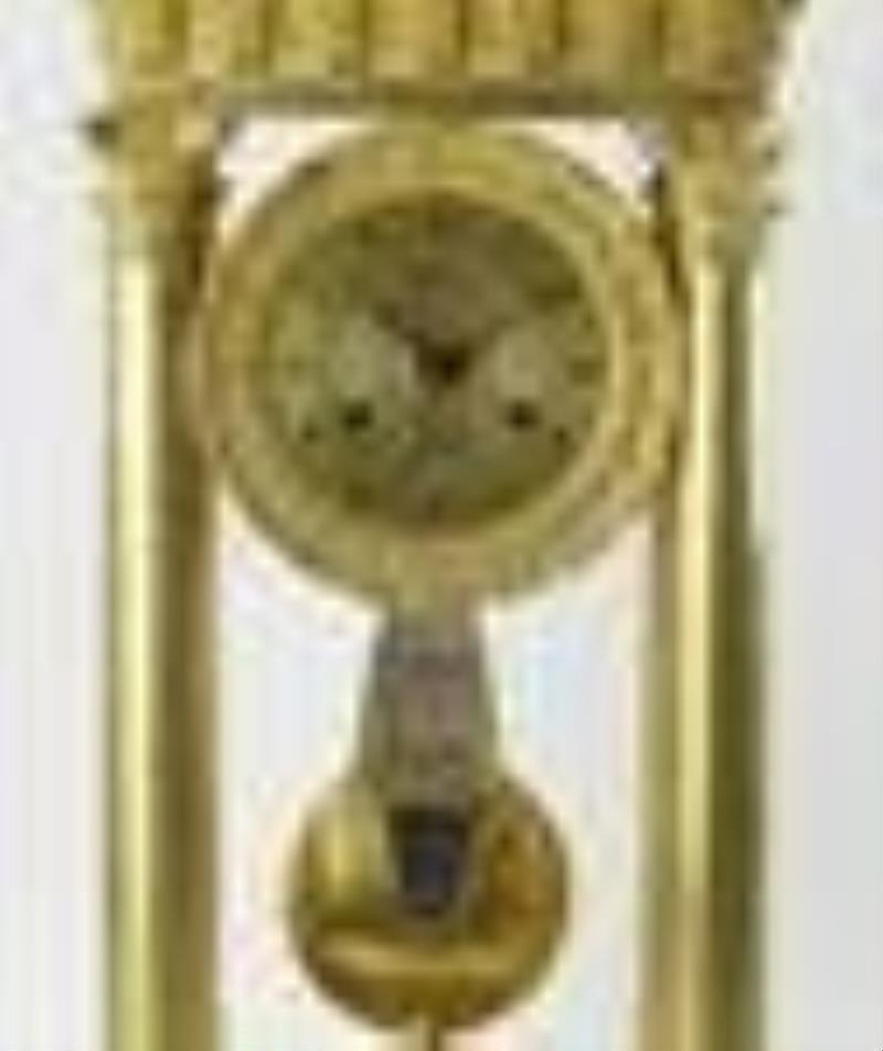 18thC French Empire Portico Clock, Unusual Size