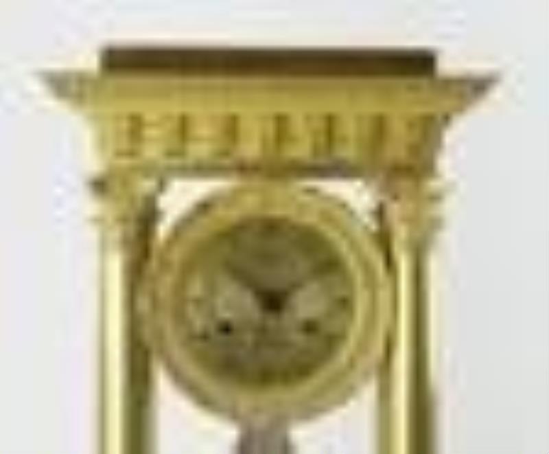 18thC French Empire Portico Clock, Unusual Size