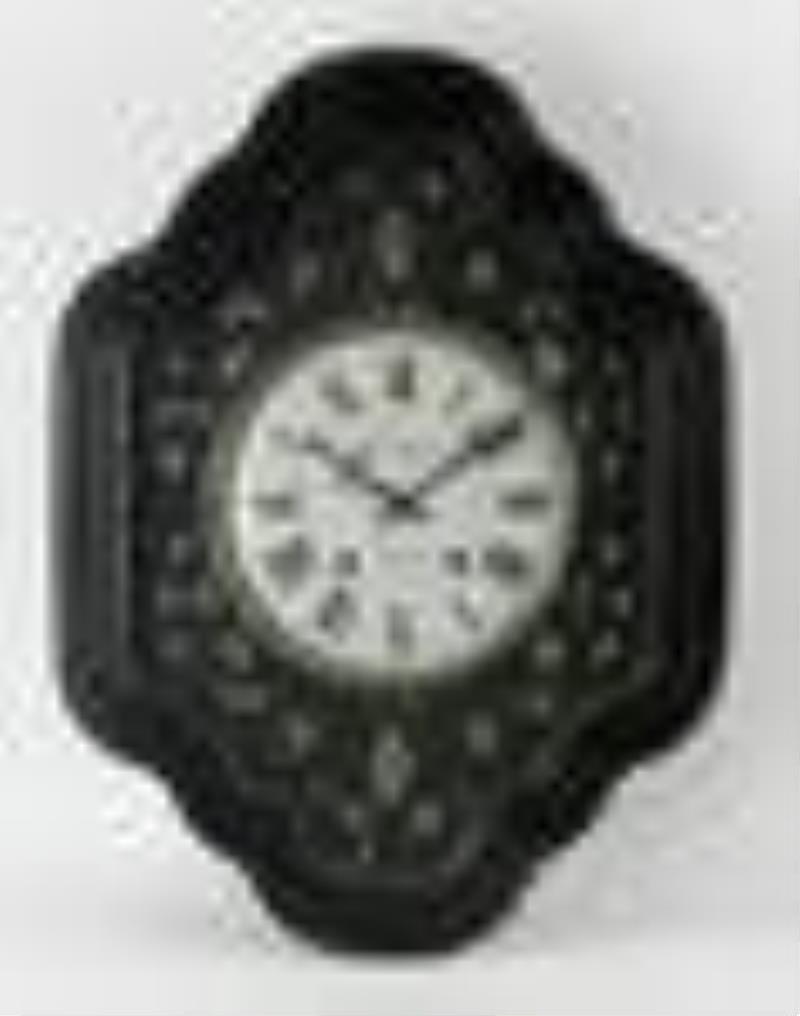 F. Peittor Ebonized Clock with Mother-of-Pearl