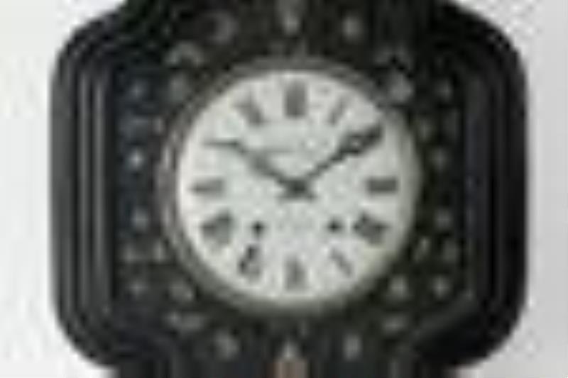 F. Peittor Ebonized Clock with Mother-of-Pearl