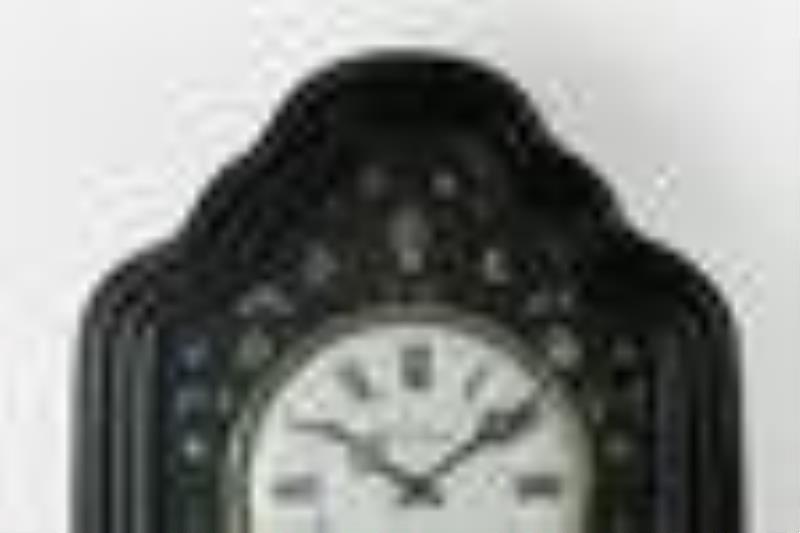 F. Peittor Ebonized Clock with Mother-of-Pearl