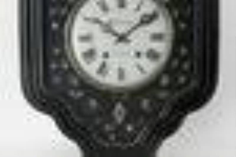 F. Peittor Ebonized Clock with Mother-of-Pearl