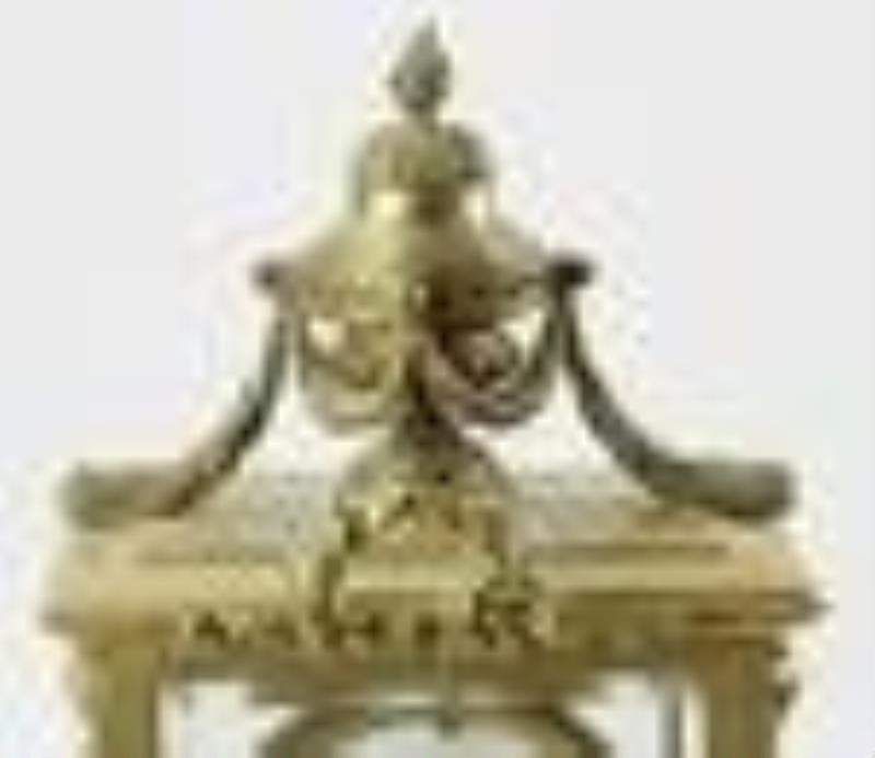 Elaborate French Brass and Beveled Glass Clock