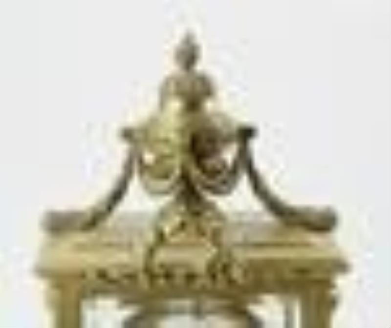 Elaborate French Brass and Beveled Glass Clock