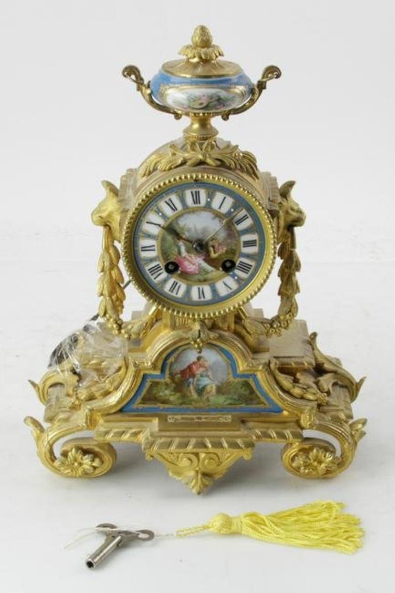 French Sevres Bronze Mantel Clock