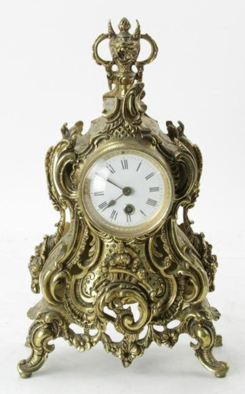 French Brass Clock on Gilt Gesso Base