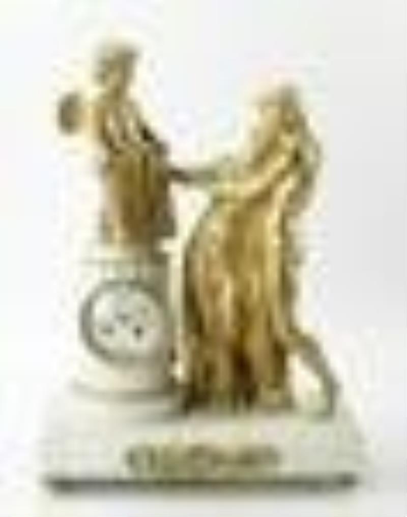 19thC Romilly Bronze and Marble Figural Clock