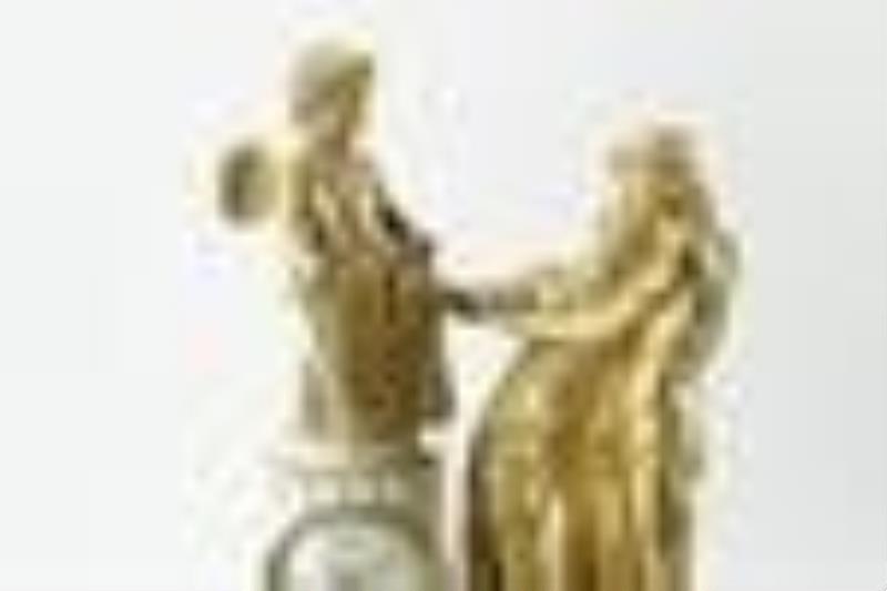 19thC Romilly Bronze and Marble Figural Clock