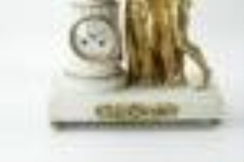 19thC Romilly Bronze and Marble Figural Clock