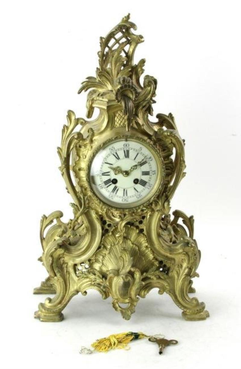 19thC French Louis XVI Style Brass Clock