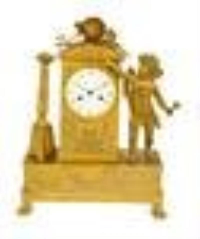 A French Empire Gilt Bronze Mantle Clock Homage a La