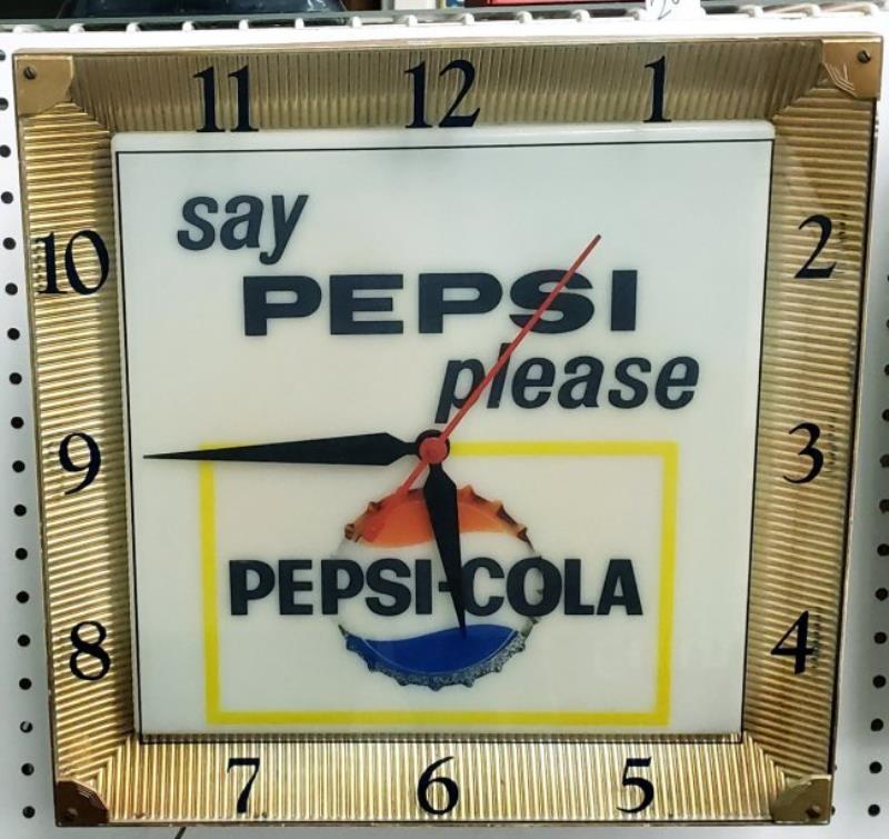 say Pepsi please light up electric clock