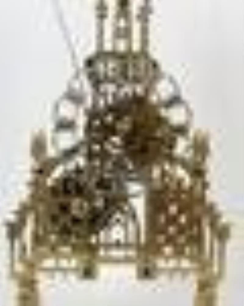 19th C English Brass Fusee Skeleton Clock & Dome