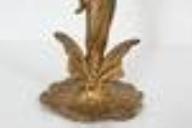 German Art Nouveau Gilt Figurine Clock