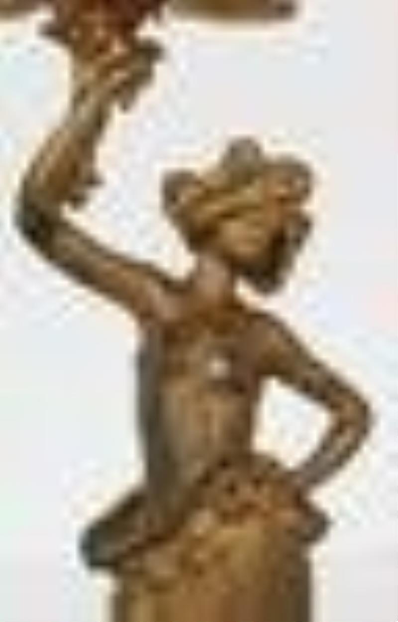 German Art Nouveau Gilt Figurine Clock