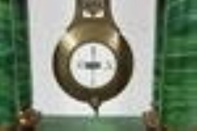Empire Style Green Faux Marble Column Mantel Clock