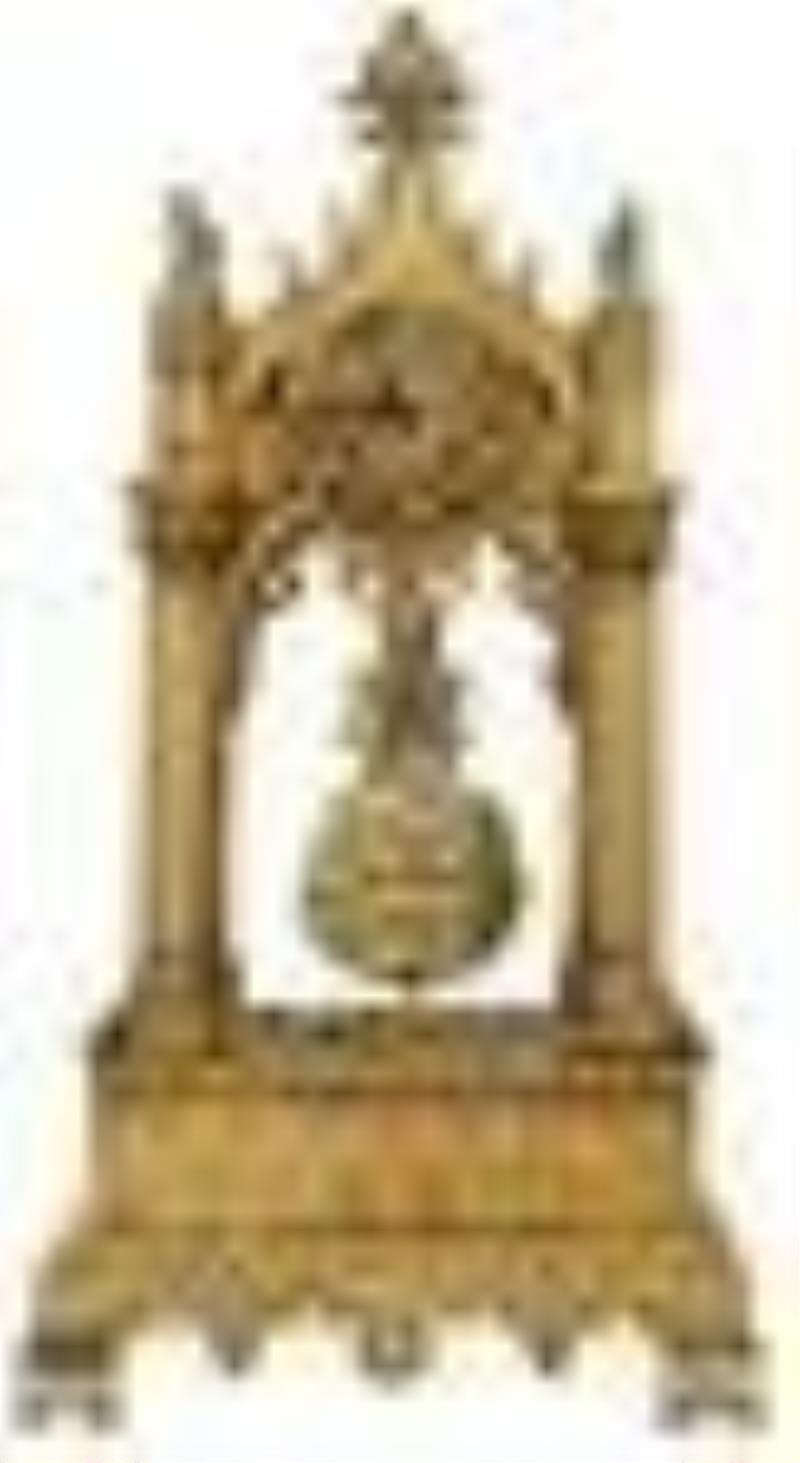 19th C. Ornate Gothic Revival French Mantel Clock