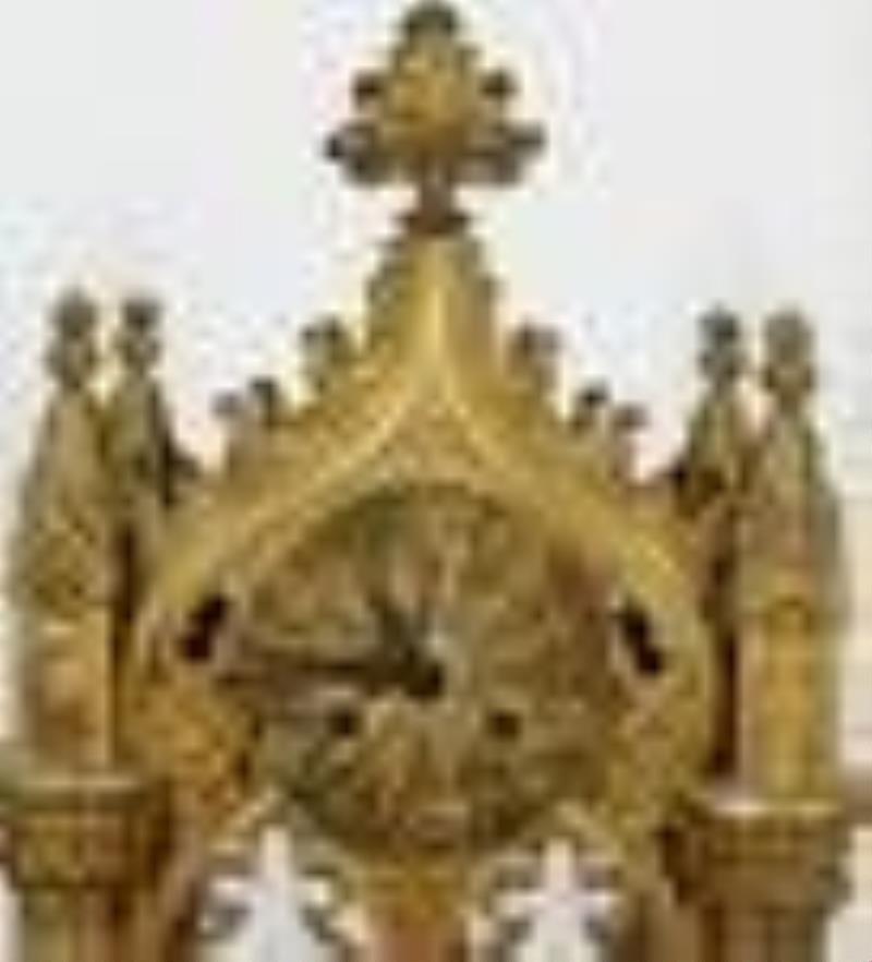 19th C. Ornate Gothic Revival French Mantel Clock