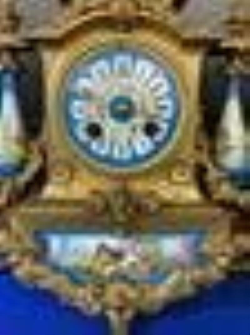 Samuel Marti Gilt Bronze & Porcelain Mantel Clock
