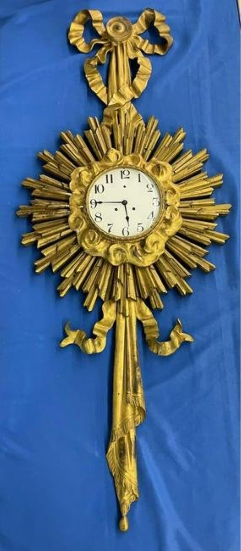 Monumental French Gilt Bronze Cartel Clock