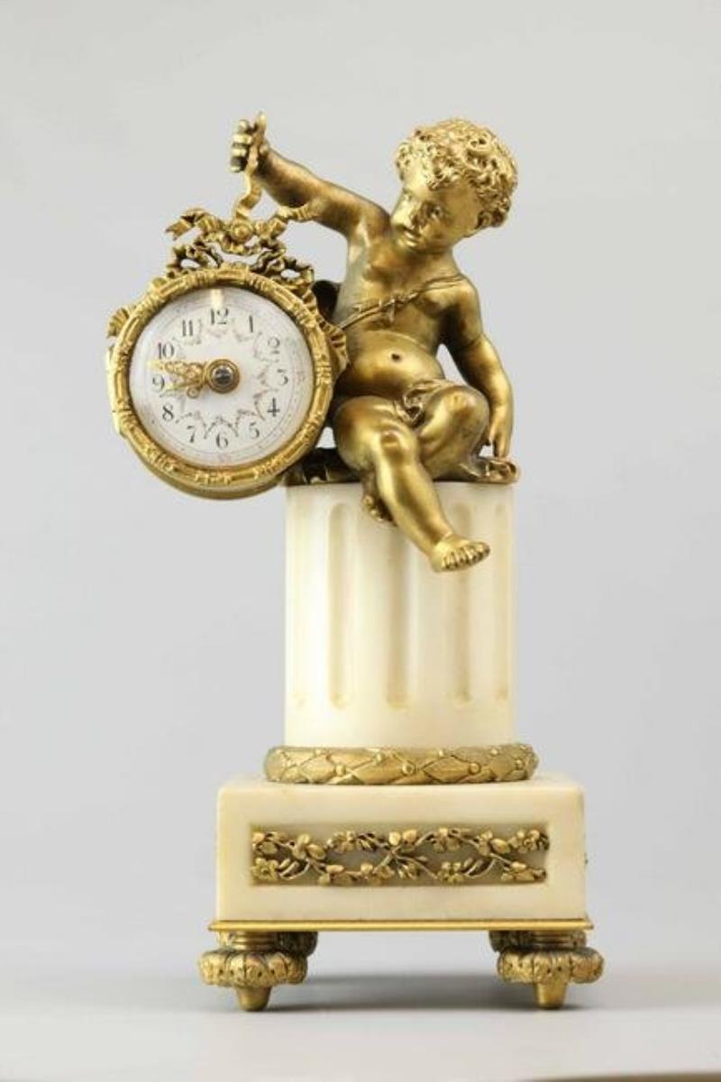 French Figural Dore Bronze Putti Clock