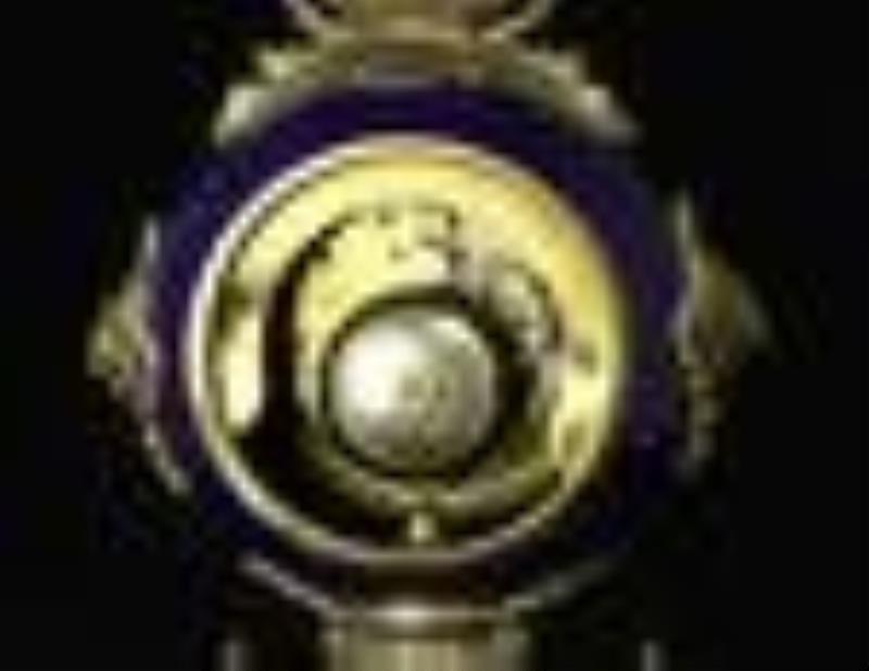 Dore bronze and purple porcelain clock