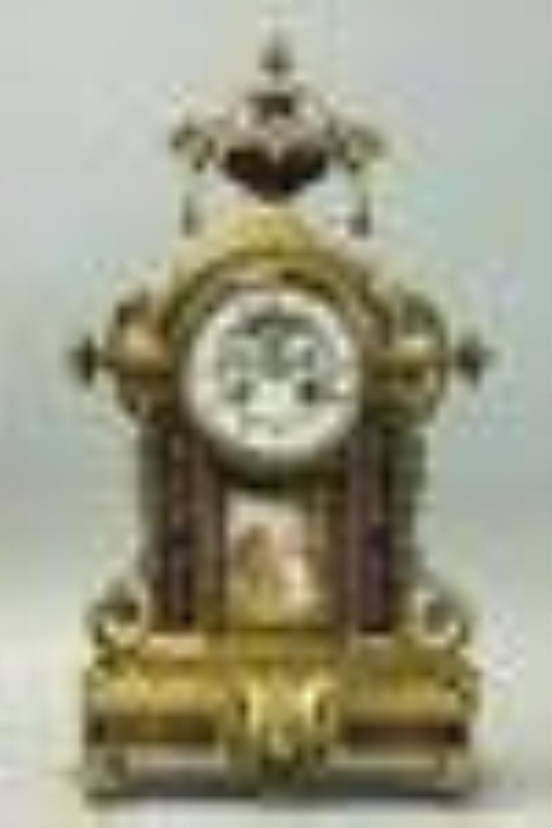 Dore Bronze clock, hand-painted