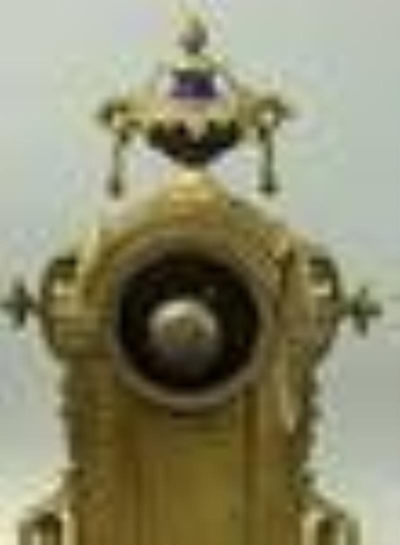Dore Bronze clock, hand-painted