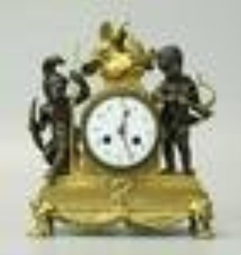 Bronze French Clock With Brown Patona
