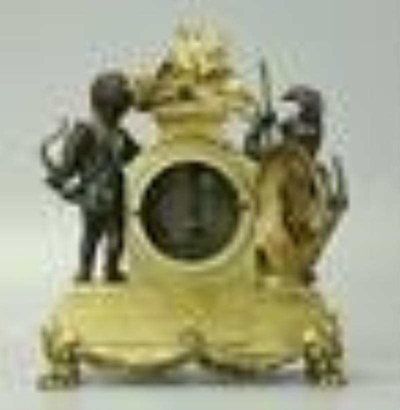 Bronze French Clock With Brown Patona