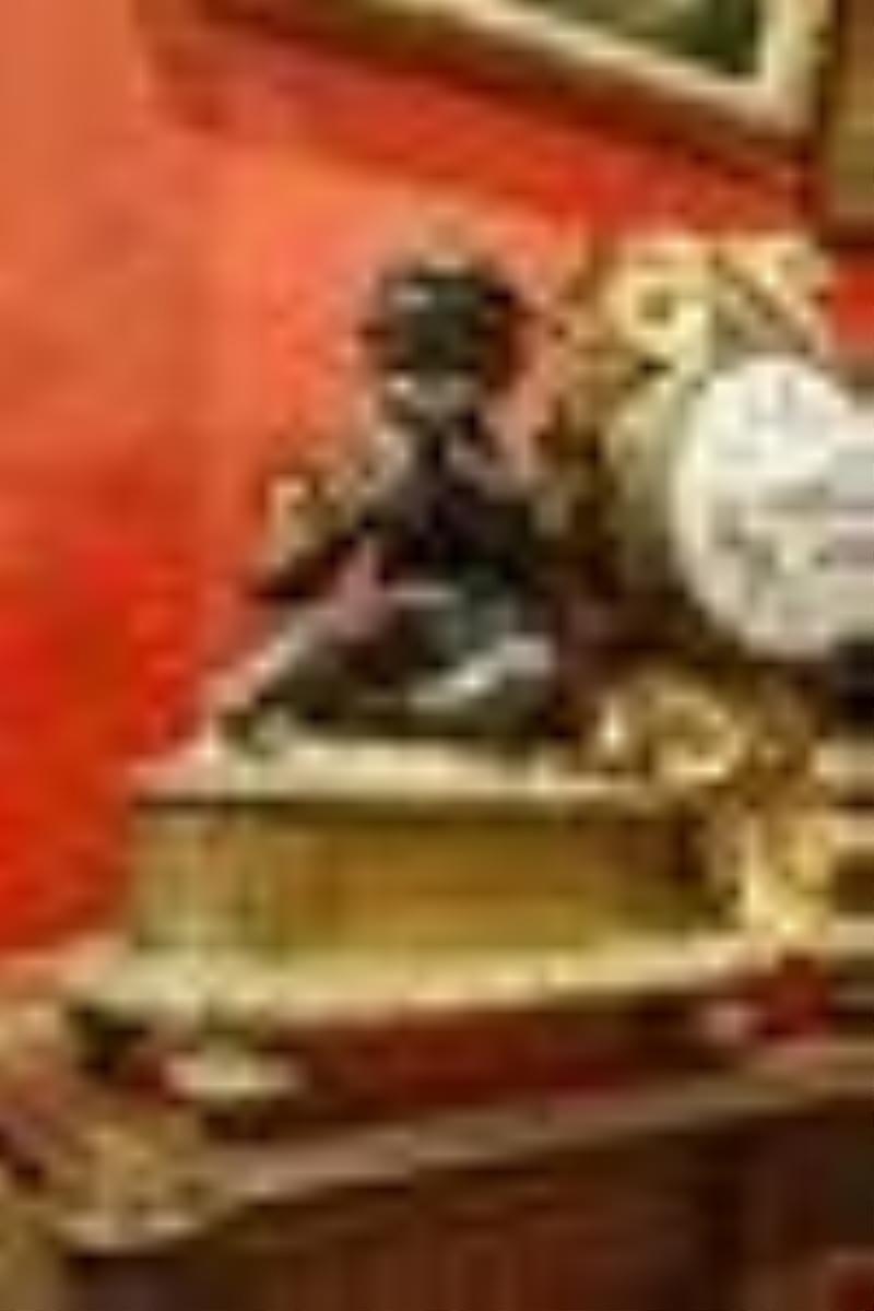 Early 19th century Dore bronze and dark patina clock