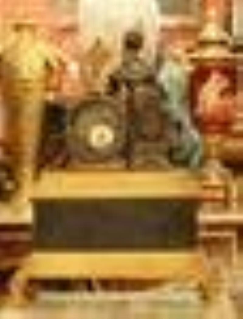 Large 19 C two-tone bronze French figural mantel clock