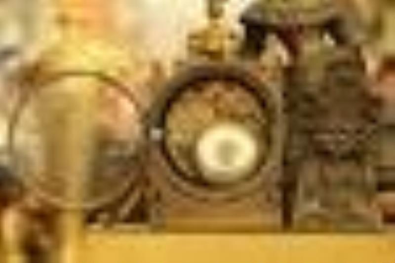 Large 19 C two-tone bronze French figural mantel clock