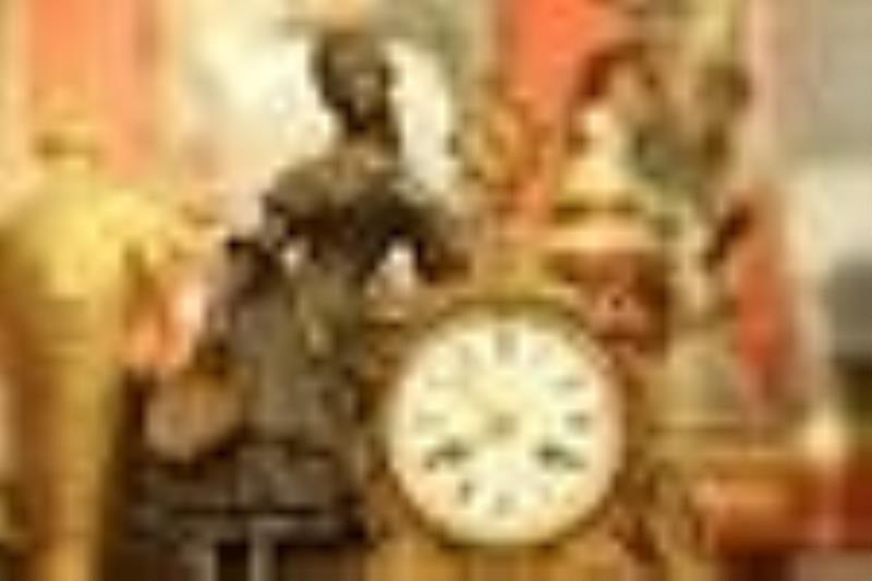 Large 19 C two-tone bronze French figural mantel clock