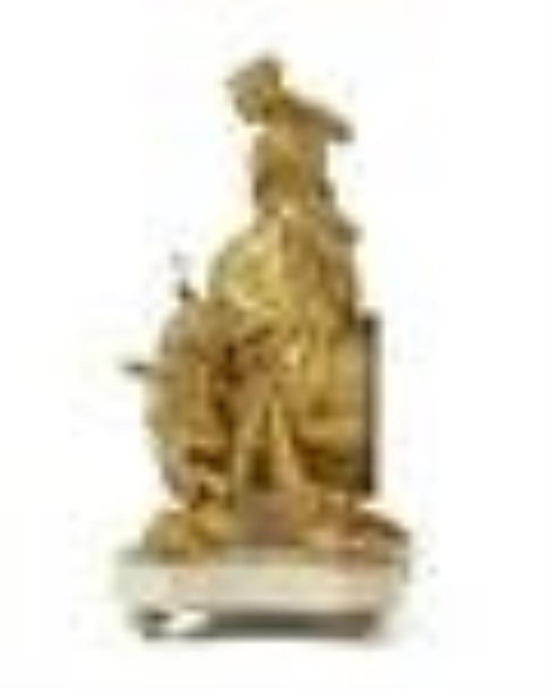 A French figural gilt-bronze table clock