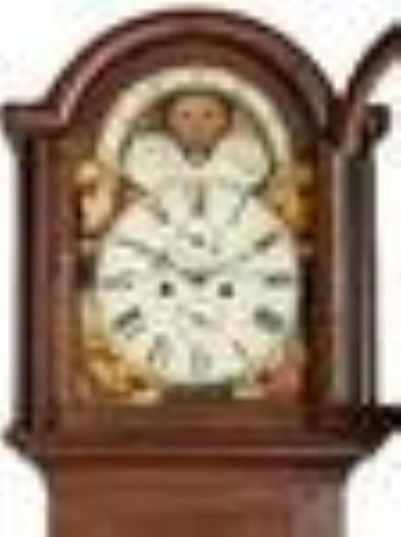 An English Line Inlaid Mahogany Tall Case Clock