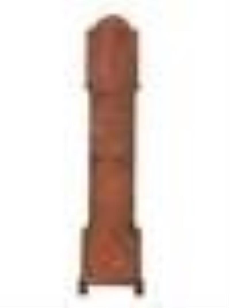 An English Tall Case Clock with Finely Carved Oak Case