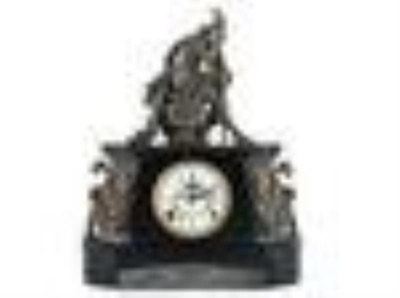 A Kroeber Saxonia Mantel Clock with Gladiator Figure