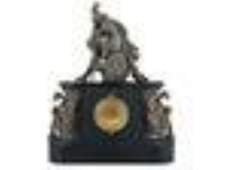A Kroeber Saxonia Mantel Clock with Gladiator Figure