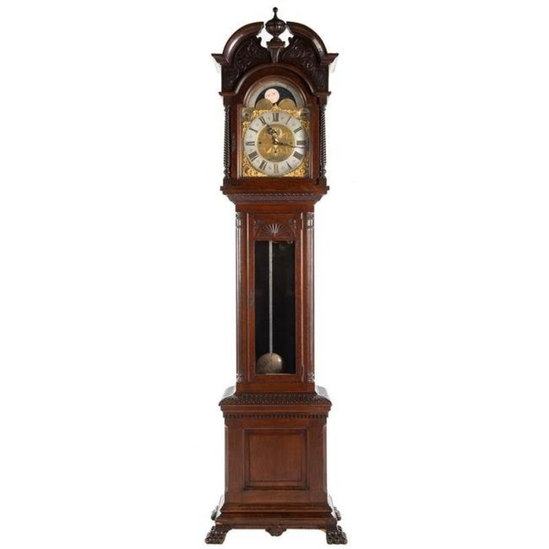 Chippendale Style Oak Tall Case Clock