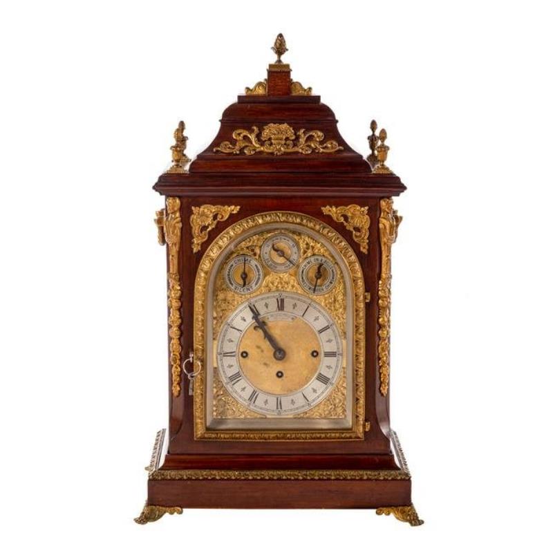 George III Style Mahogany Mantle Clock