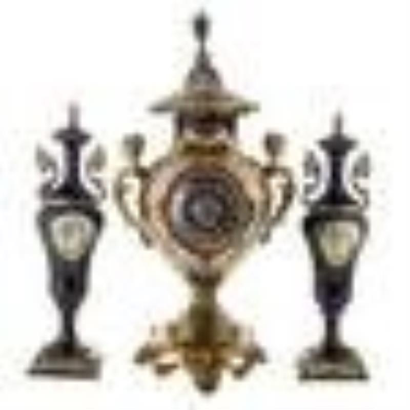 Sevres Manner Clock Garniture