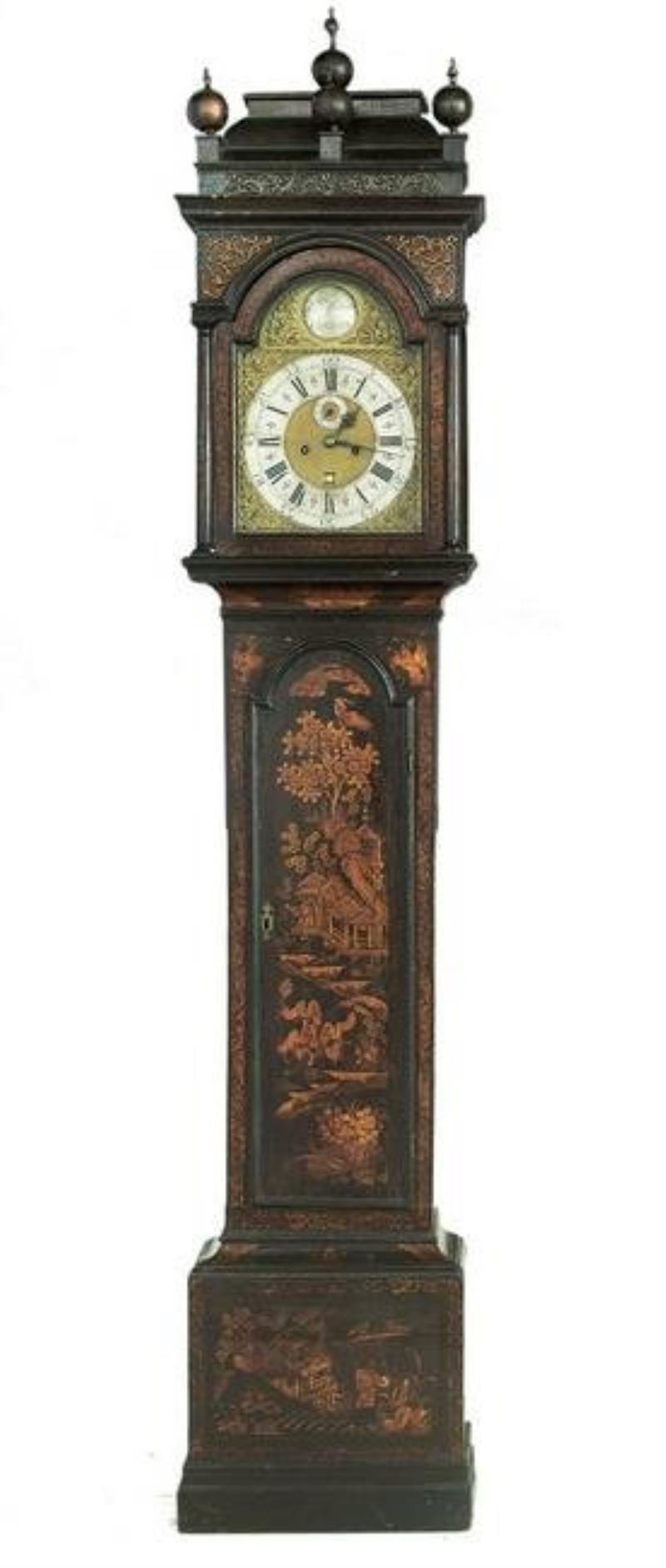 George II Japanned Tall Case Clock