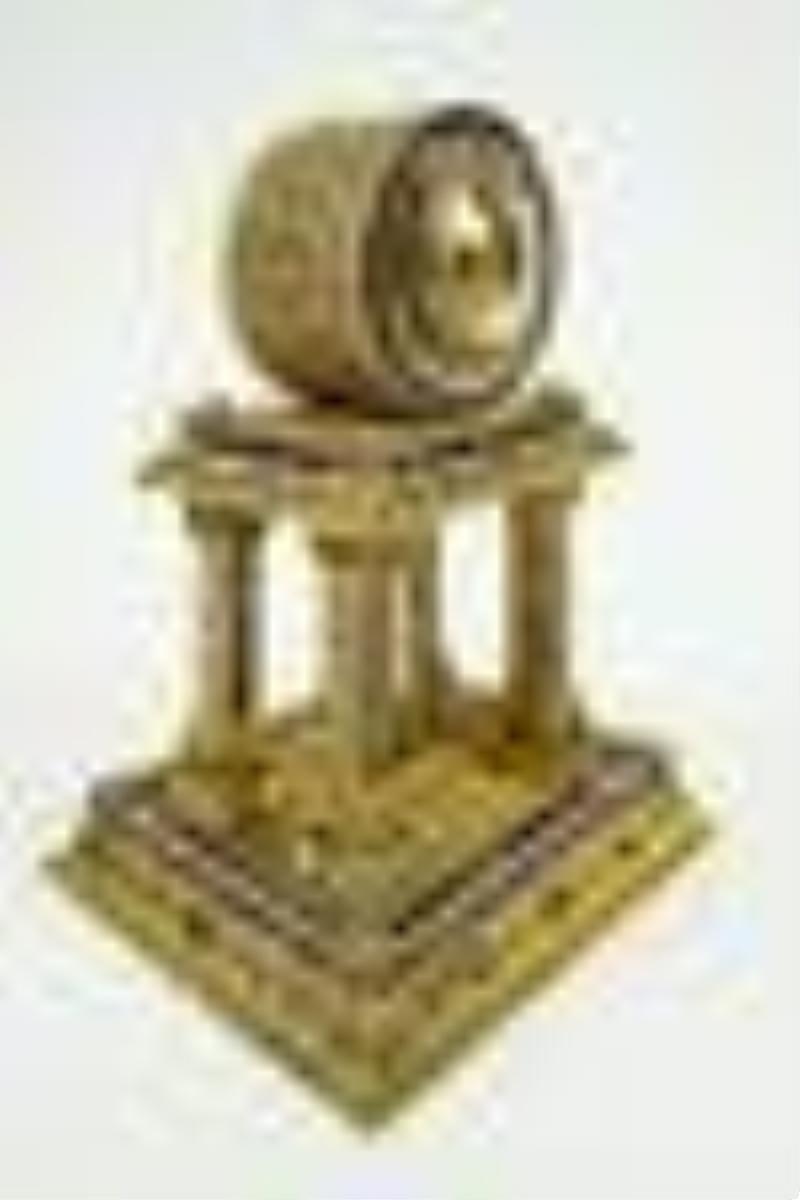Austrian Jeweled Gilt Brass Clock w/ French Works