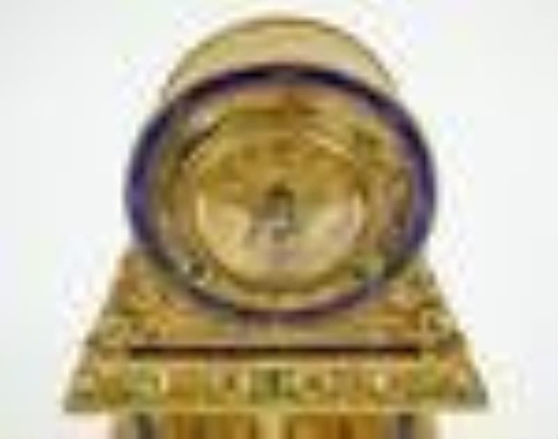 Austrian Jeweled Gilt Brass Clock w/ French Works