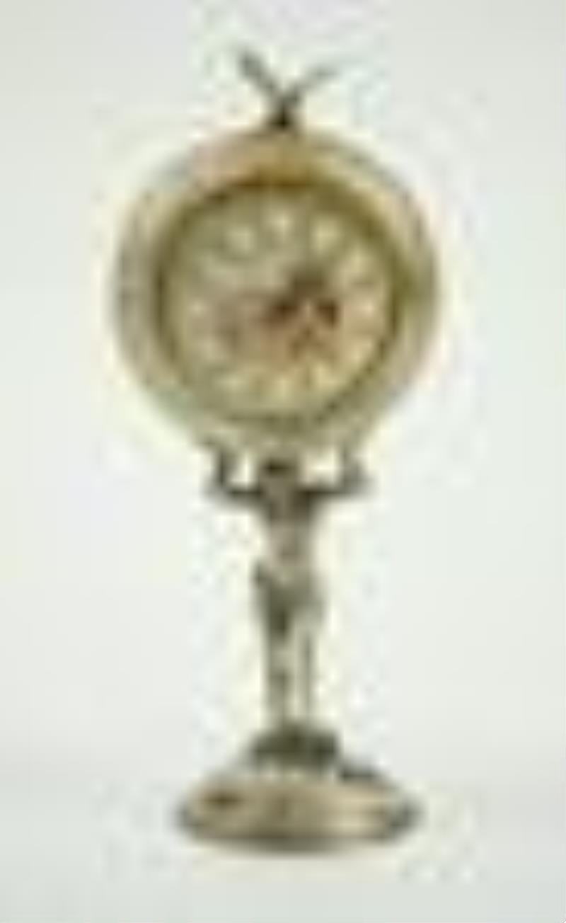 Austrian Figural Enameled "Atlas" Desk Clock