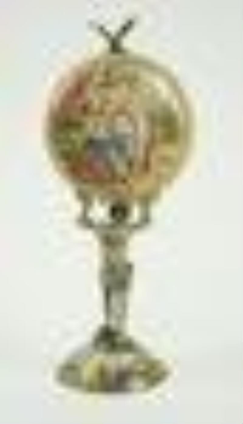 Austrian Figural Enameled "Atlas" Desk Clock